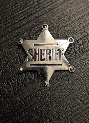 Большой металлический значок шерифа sheriff ковбой полицейский железная брошь вестерн америка western сша звезда cowboy halloween