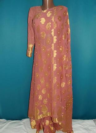 Розовое сари,чоли,индийское.восточное платье,костюм р.m-l