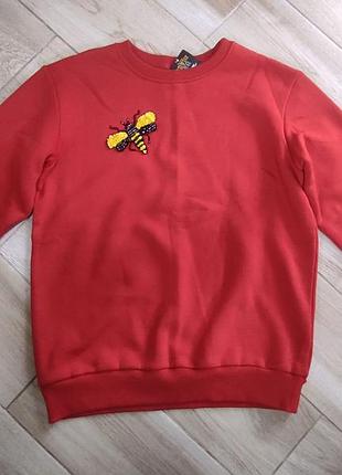 Свитшот кофта свитер ручная работа вышивка размер l