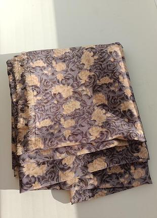 Отрез легкой ткани, красивая персиково-лиловая гамма цветов, нежные цветы, 150*150