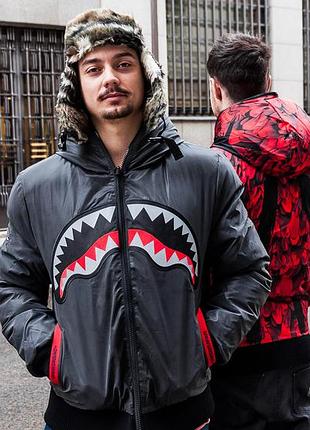 Унисекс шапка-ушанка sprayground flap hat fur black/camo