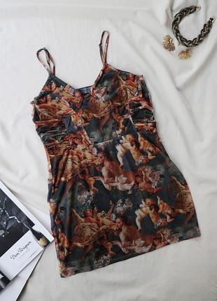 Платье комбинация принт ангелочки барокко primark