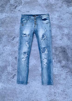 Женские голубые рваные джинсы philipp plein m