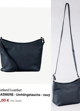 Цвет индиго.кожаная сумка через плечо, кросс боди от lakeland.