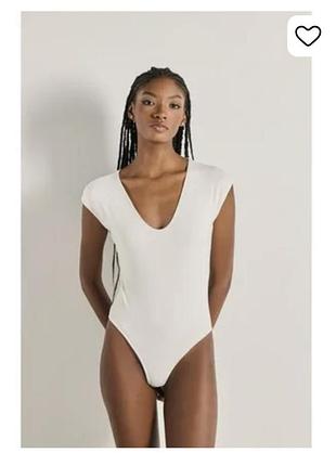 Еластичне боді блуза біла молочного кольору з мерехтінням