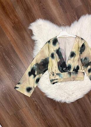 Вишукана блуза сорочка топ сатинова принт пляжна кльош