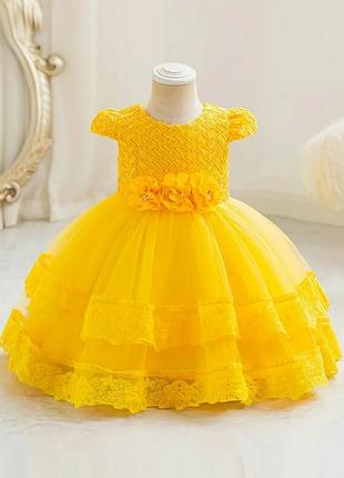 Желтое праздничное платье для девочек