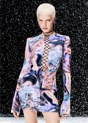 Велюрова сукня зі шнуровкою