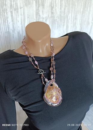 Винтажное стеклянное колье с серебряной застежкой, застежка того, волна