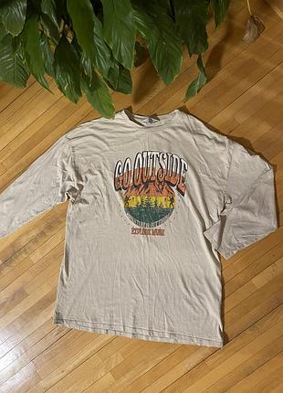 Унісекс лонгслів оверсайз масляного кольору з малюнком primark