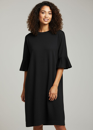 Черное минималистичное шерстяное платье cos, размер m