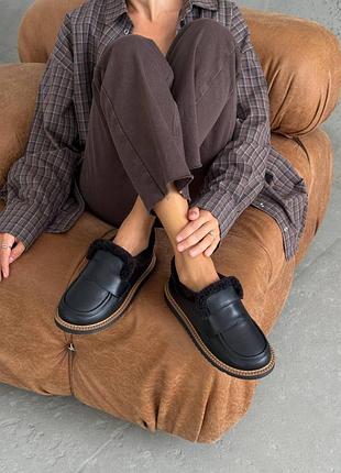 Женские анатомические зимние лоферы натуральная кожа арт 11939