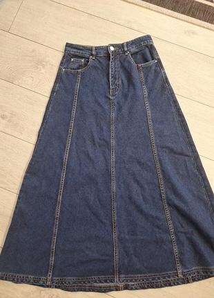 Джинсовая юбка макси
