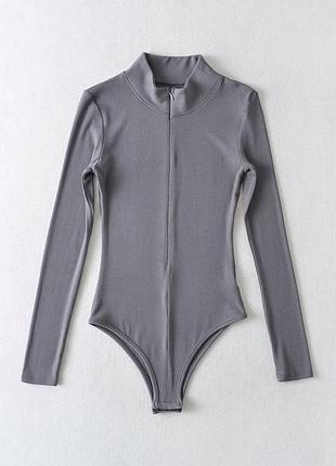 Боді в рубчик із блискавкою 🩶