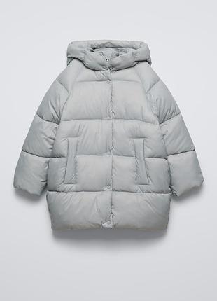Зимняя куртка для девочки zara размер 122, 134, 140, 152, 164 голубая