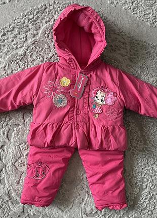 Зимовий дитячий теплий костюм комплект для дівчинки 86-92