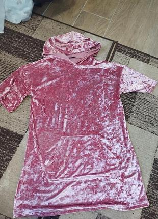 Велюрове плаття худі для дівчинки разового кольору