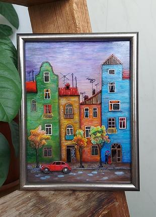 Картина вітражна на склі місто тбілісі