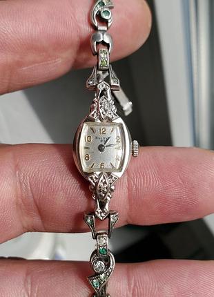 Bulova 23 часа с браслетом, бриллианты, позолота, серебро, 1961р америка