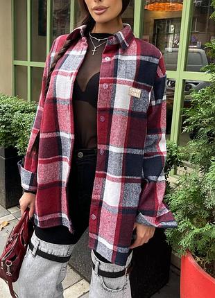 Сорочка жіноча в клітинку подовжена