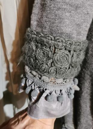 Сукня міді з рюшів мереживом вишивкою монети в стилі бохо вовняної шерсть sophyline4 фото