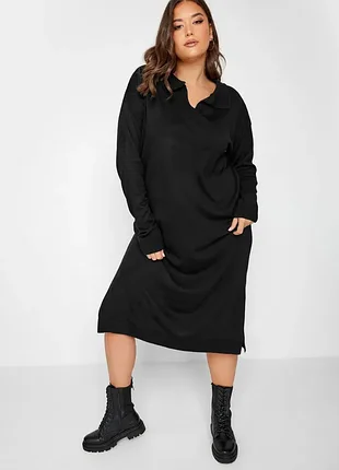 Классное черное теплое платье l-2xl