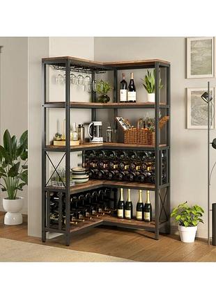 Стеллаж угловой барный для хранения алкогольных напитков и бокалов