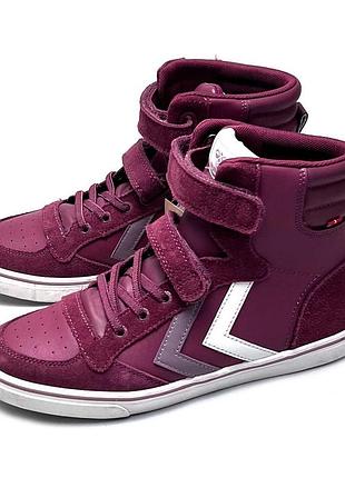 Демисезонные подростковые кожаные хайтопы девочке 36р hummel. высокие кроссовки на девочке осень весна