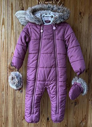 Комбінезон next на дівчинку 18-24/2-3 з вушками на утеплені,буде осень-зима