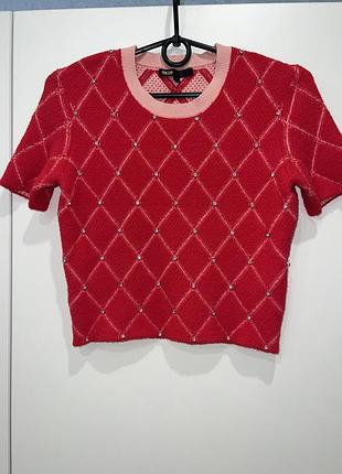 Топ maje зі стразами червоний топ жіночий