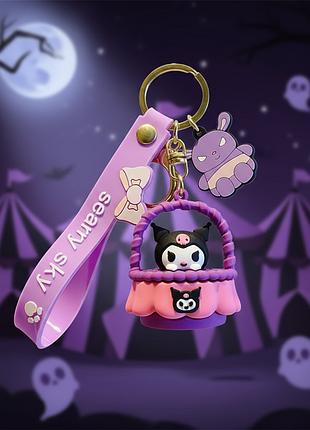 Брелок куроми sanrio kuromi подвеска фигурка аниме силиконовый держатель для ключей 6,5 см