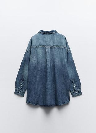Джинсова сорочка trf оверсайз від zara 5