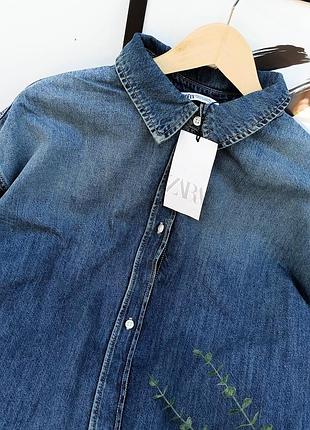 Джинсова сорочка trf оверсайз від zara 8