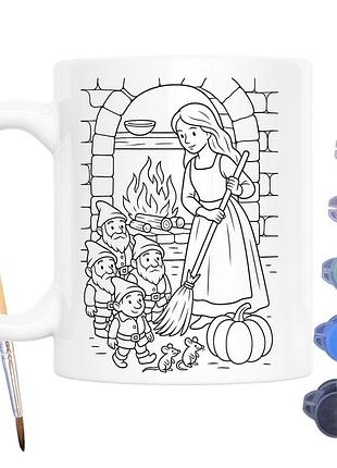 Набір для творчості кружка розмальовка білосніжка (за мотивами казки братів грімм) 330 мл біла (кр0188)