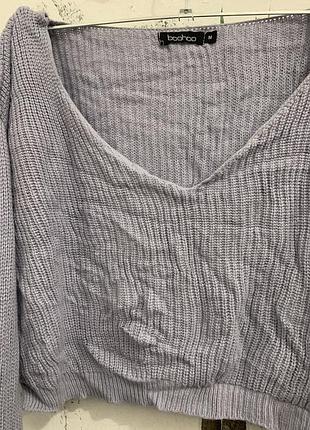 Базовий укорочений светр ніжно-лавандоаого кольору