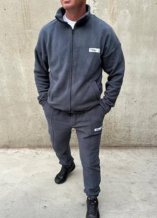 Спортивний костюм з двостороннього флісі змійка,теплий чоловічий костюм зима осінь