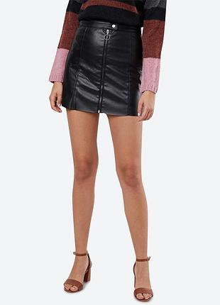 Черная мягкая юбка из экокожи jacqueline #4382