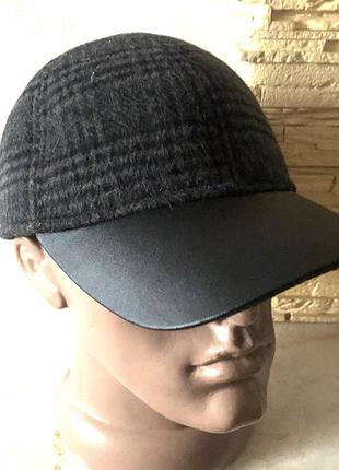 Зимняя шерстяная бейсболка на флисе с ушами 56—57—58 см