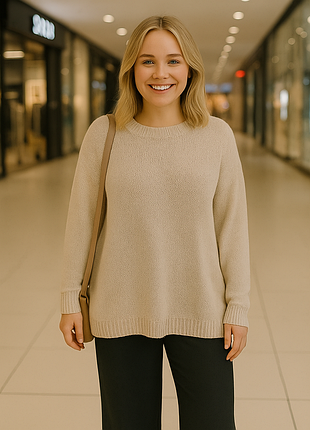 Интересный нюдовый свитер р s