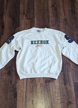 Мужская уникальная винтажная кофта свитшот reebok с крупной вышитой лого оригинал