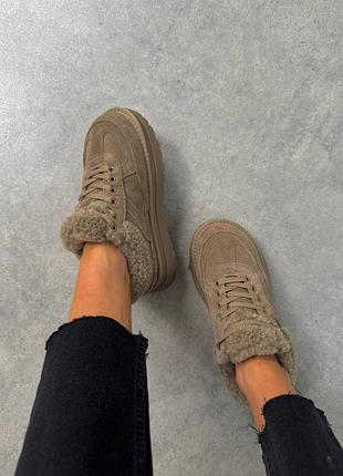 Кеды 13146, р.37,39, натуральная замша+мех, хаки
