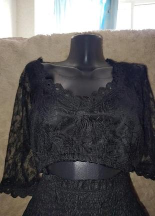 Готическая кружевная кроп блузка