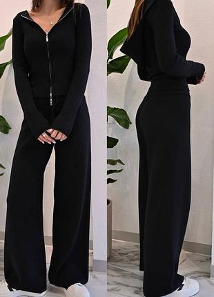 Жіночий чорний костюм двійка з ангори