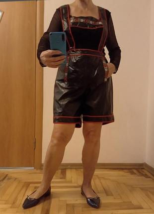 Стильные кожаные шорты, комбинезон с карманами, размер 18-20