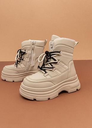 Зимові черевики чобітки для дівчинки молочні 32-37 детские ботинки для девочки зимние jong golf 3121269