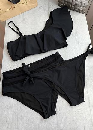 Купальник чорний трійка топ і 2 трусиків роздільний