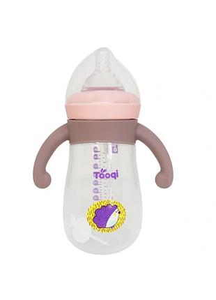 Бутылочка "ёжик" с силиконовыми ручками розовая, 260 мл