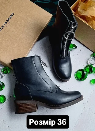 Lucky brand шкіряні чорні черевики на невисоких підборах