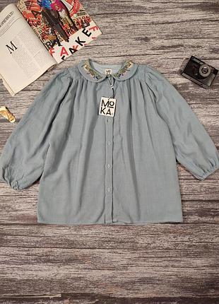 Женская блуза с вышитым воротничком винтаж