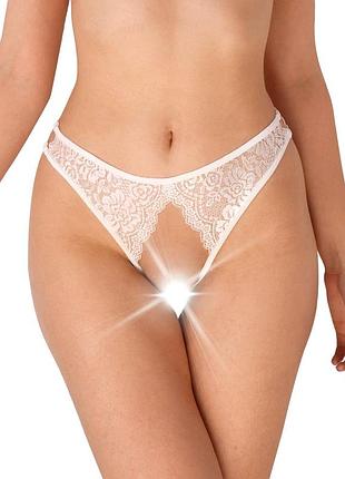 Кружевные трусики с открытым доступом art of sex - mia, размер l-2xl, белый